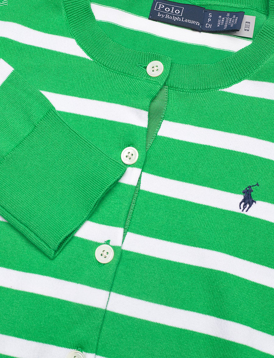 Polo Ralph Lauren - Striped Cotton-Blend Cardigan - tiller green/whit - 2