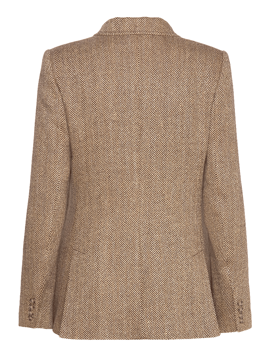 Polo Ralph Lauren - Linen-Blend Herringbone Hacking Blazer - brown/cream herri - 1