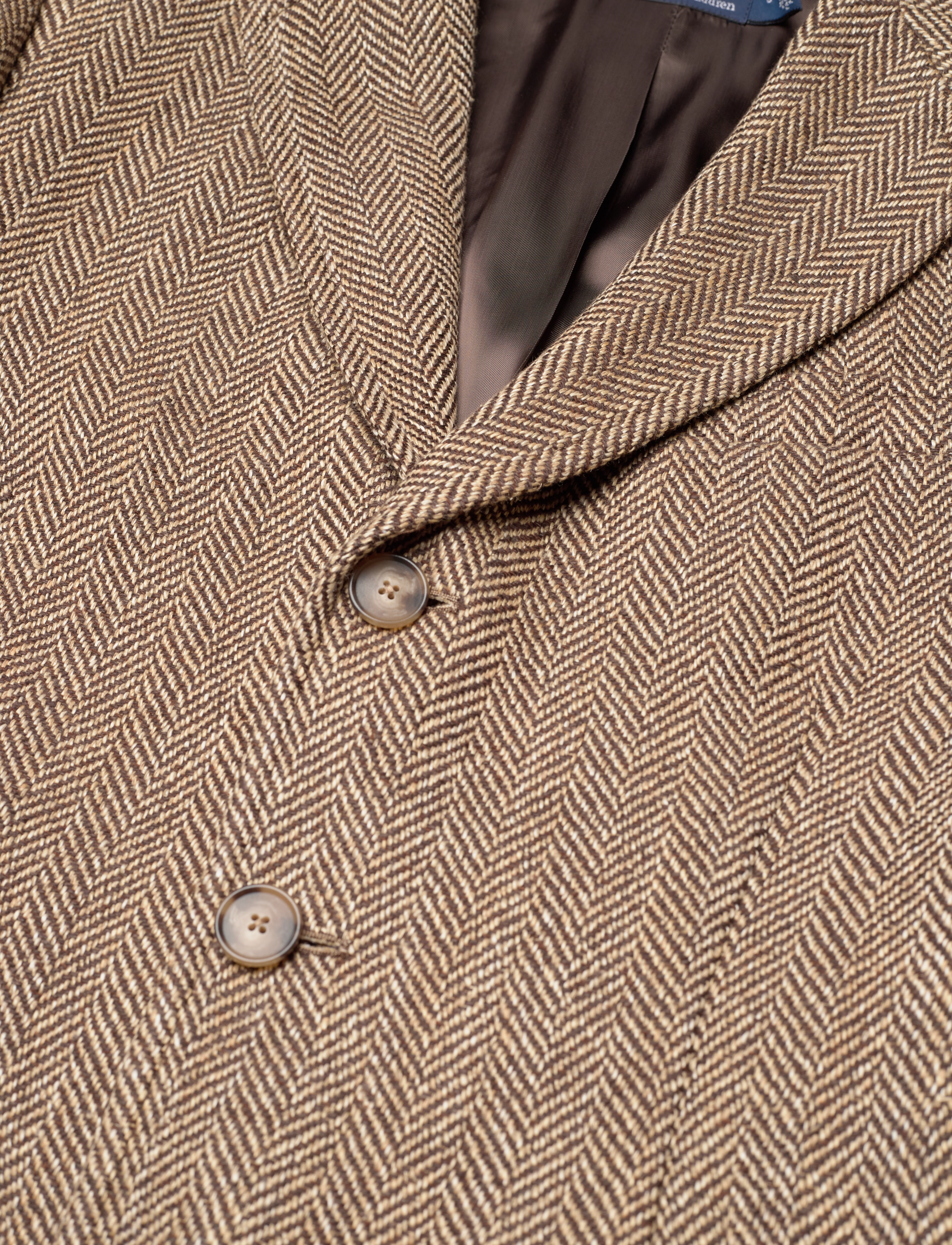 Polo Ralph Lauren - Linen-Blend Herringbone Hacking Blazer - brown/cream herri - 2