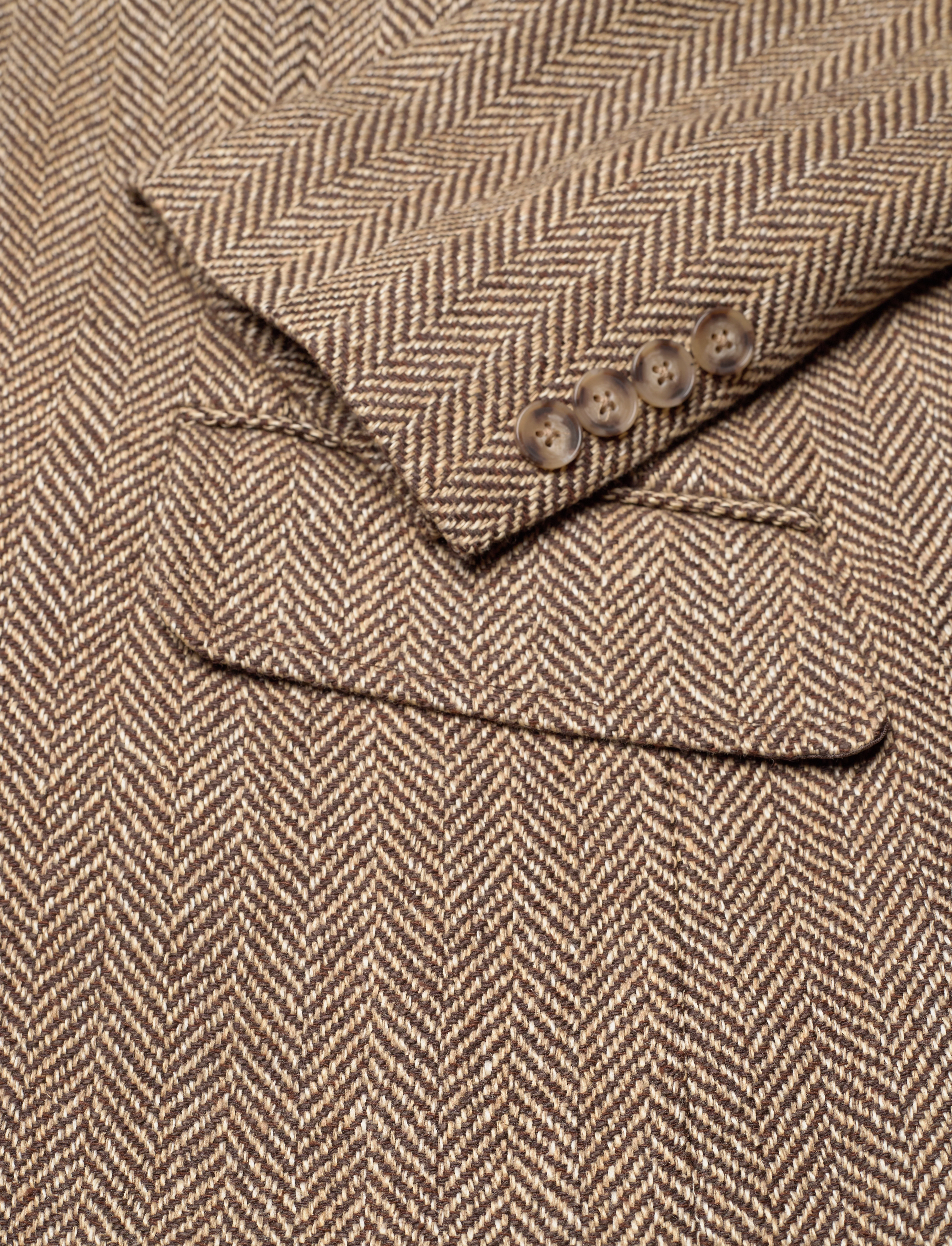 Polo Ralph Lauren - Linen-Blend Herringbone Hacking Blazer - brown/cream herri - 3
