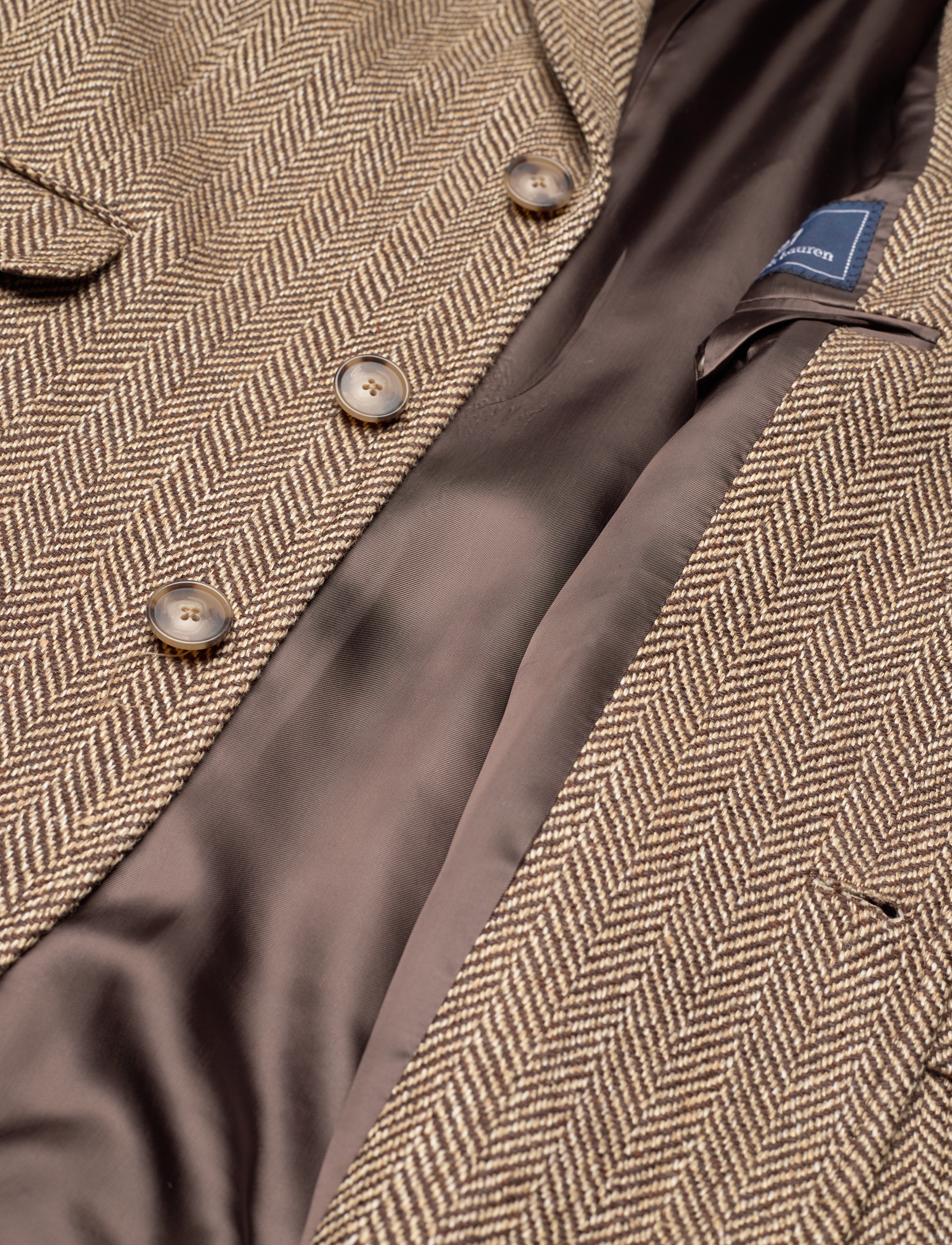 Polo Ralph Lauren - Linen-Blend Herringbone Hacking Blazer - brown/cream herri - 4