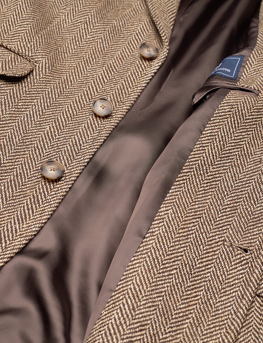 Polo Ralph Lauren - Linen-Blend Herringbone Hacking Blazer - brown/cream herri - 4