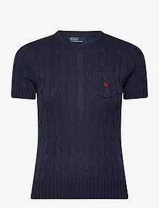 Cable-Knit Cotton Short-Sleeve Sweater, Polo Ralph Lauren