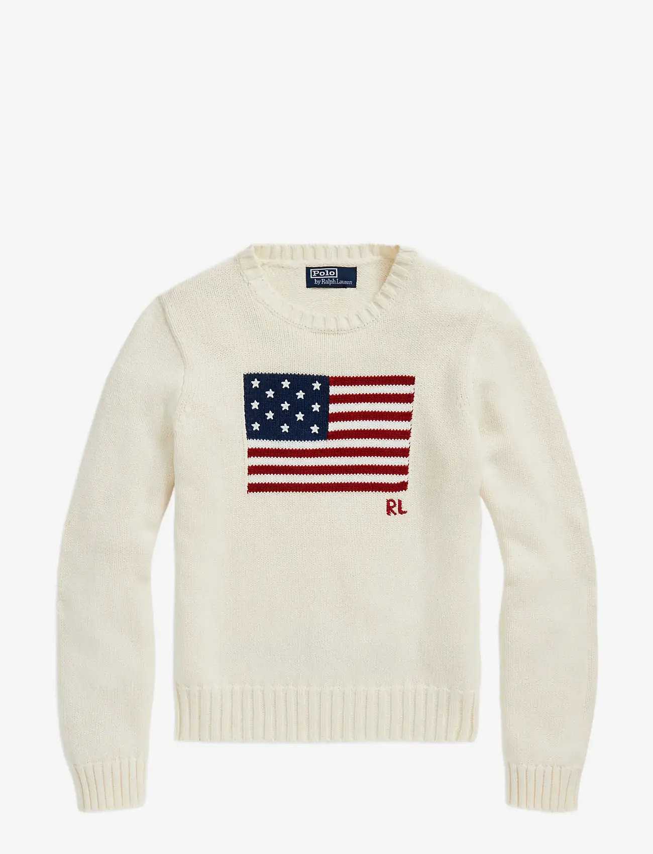 Polo Ralph Lauren - Flag Cotton Crewneck Sweater - trøjer - cream - 1