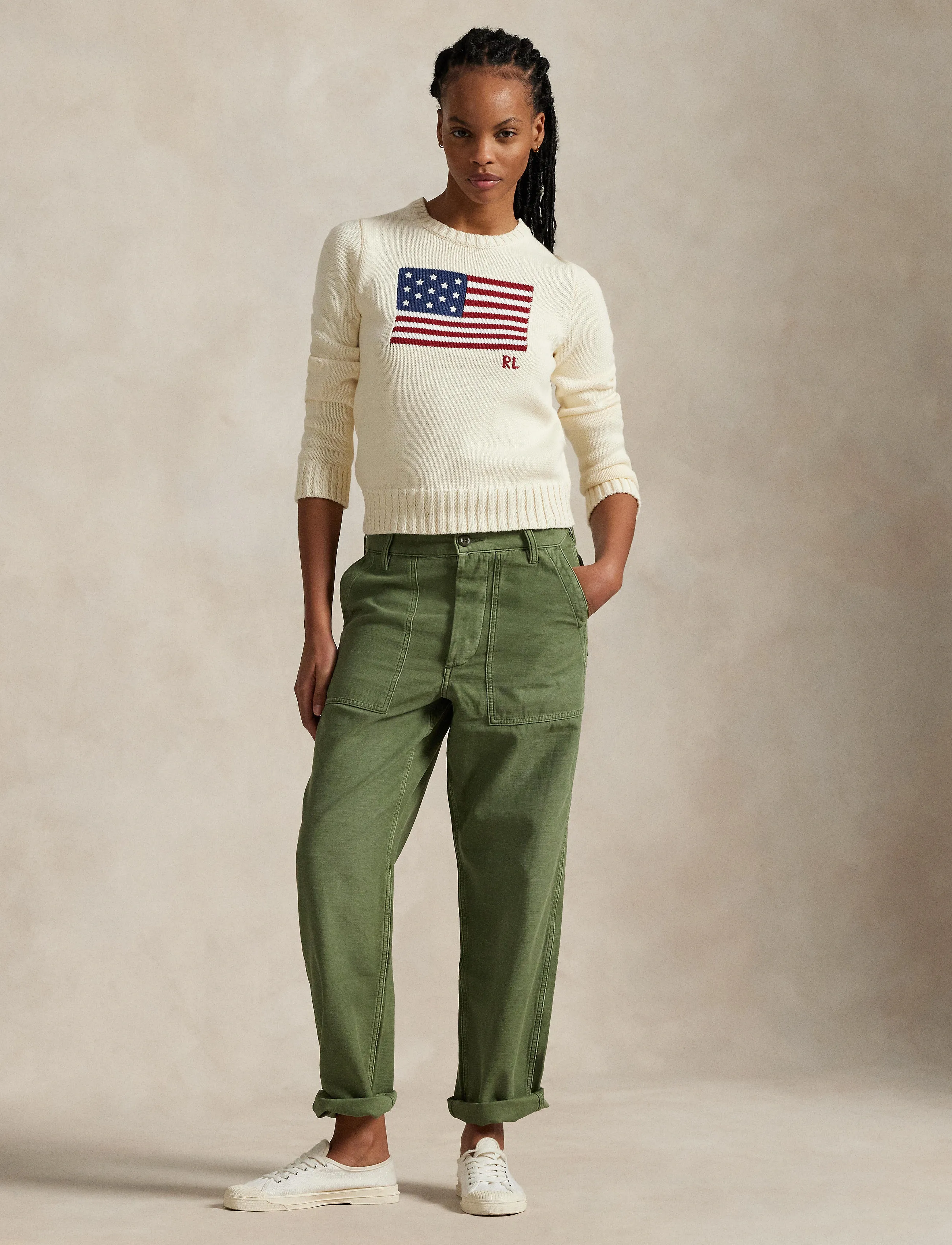 Polo Ralph Lauren Flag Cotton Crewneck Sweater - Pullover - CREAM / cream