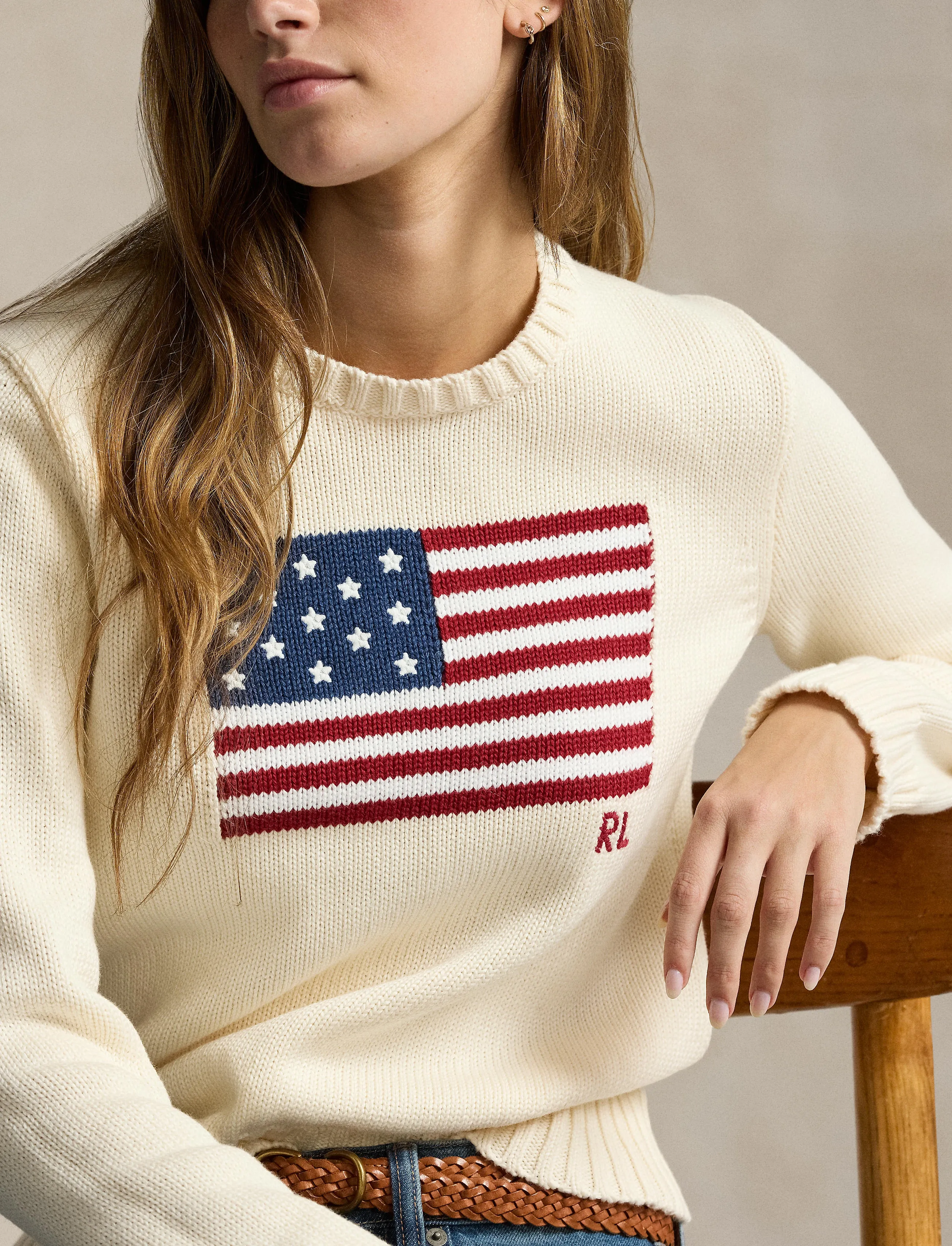 Polo Ralph Lauren Flag beige bomullströja dam – bild 8