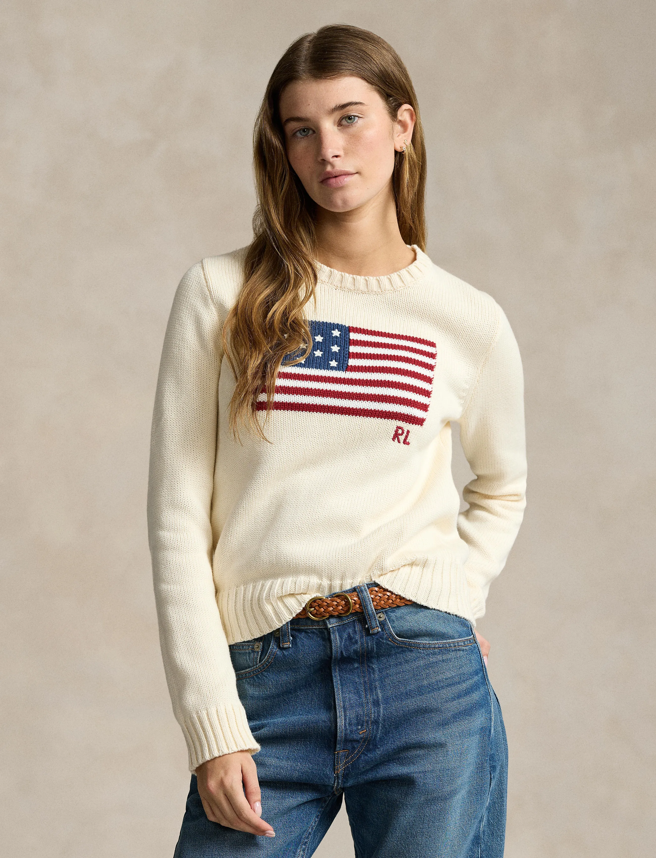 Polo Ralph Lauren Flag beige bomullströja dam – bild 10