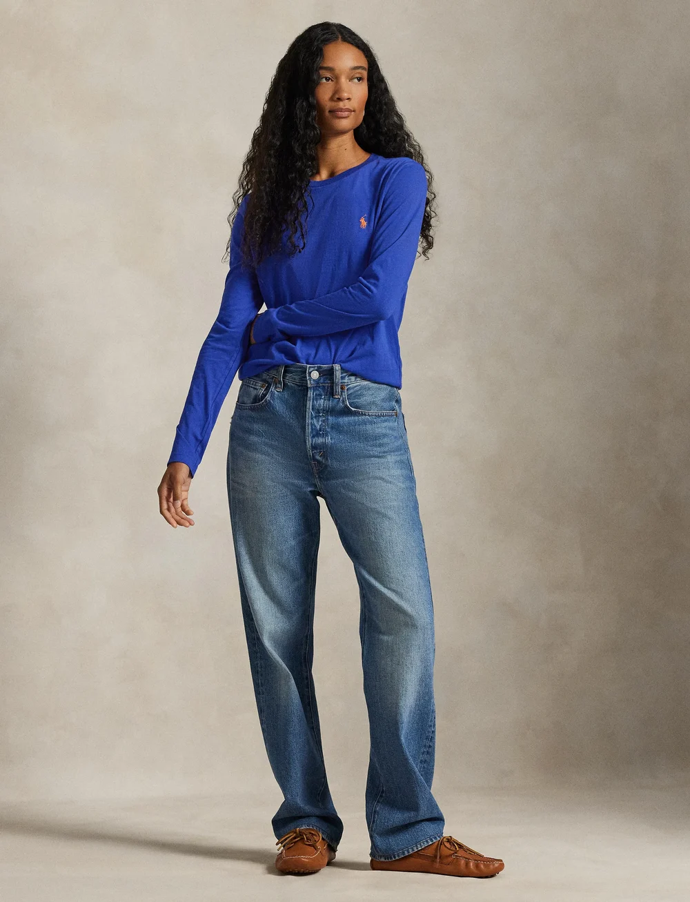 Polo Ralph Lauren - Long-Sleeve Jersey Crewneck Tee - langärmlige tops - bright royal - 0