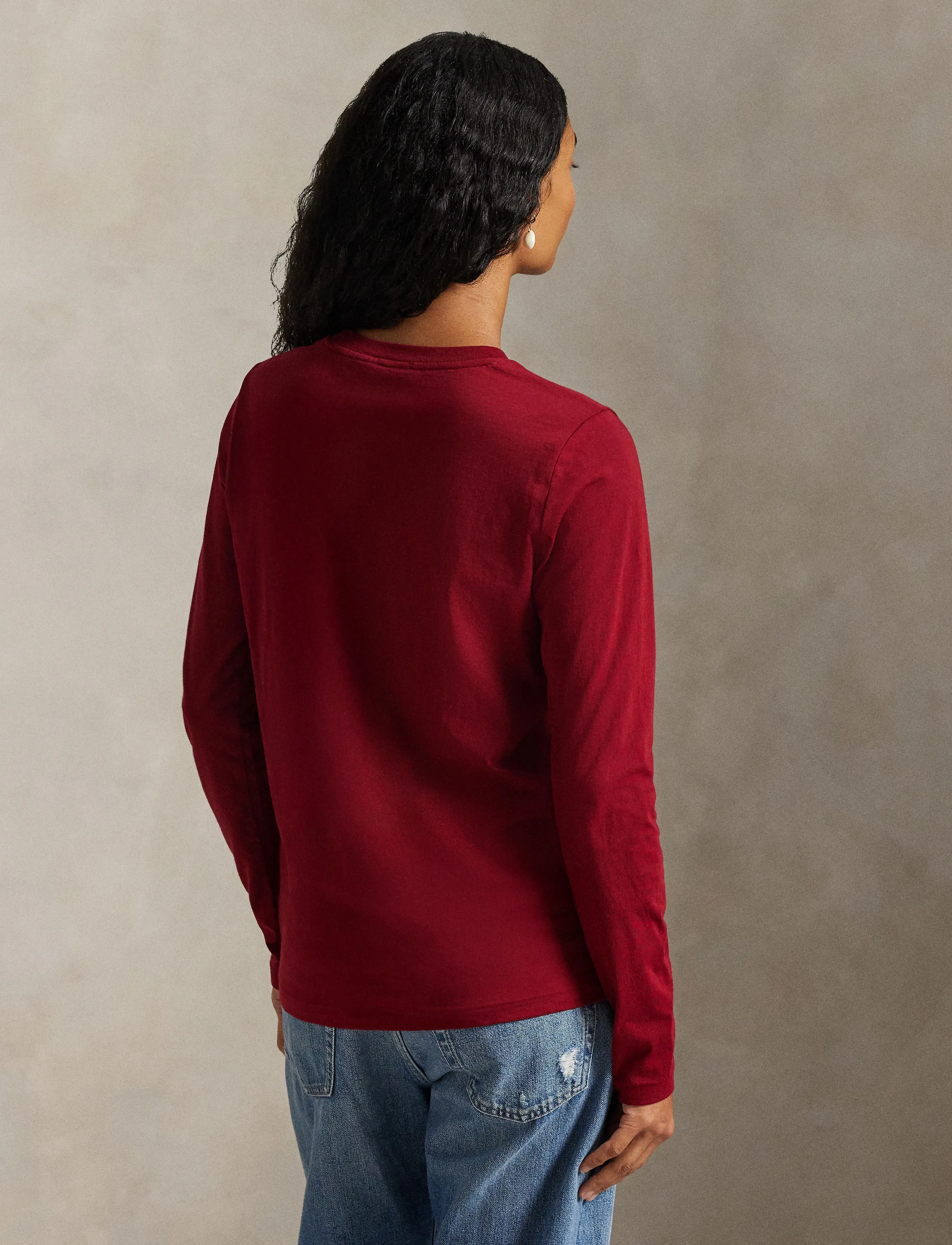 Polo Ralph Lauren - Long-Sleeve Jersey Crewneck Tee - holiday red - 2