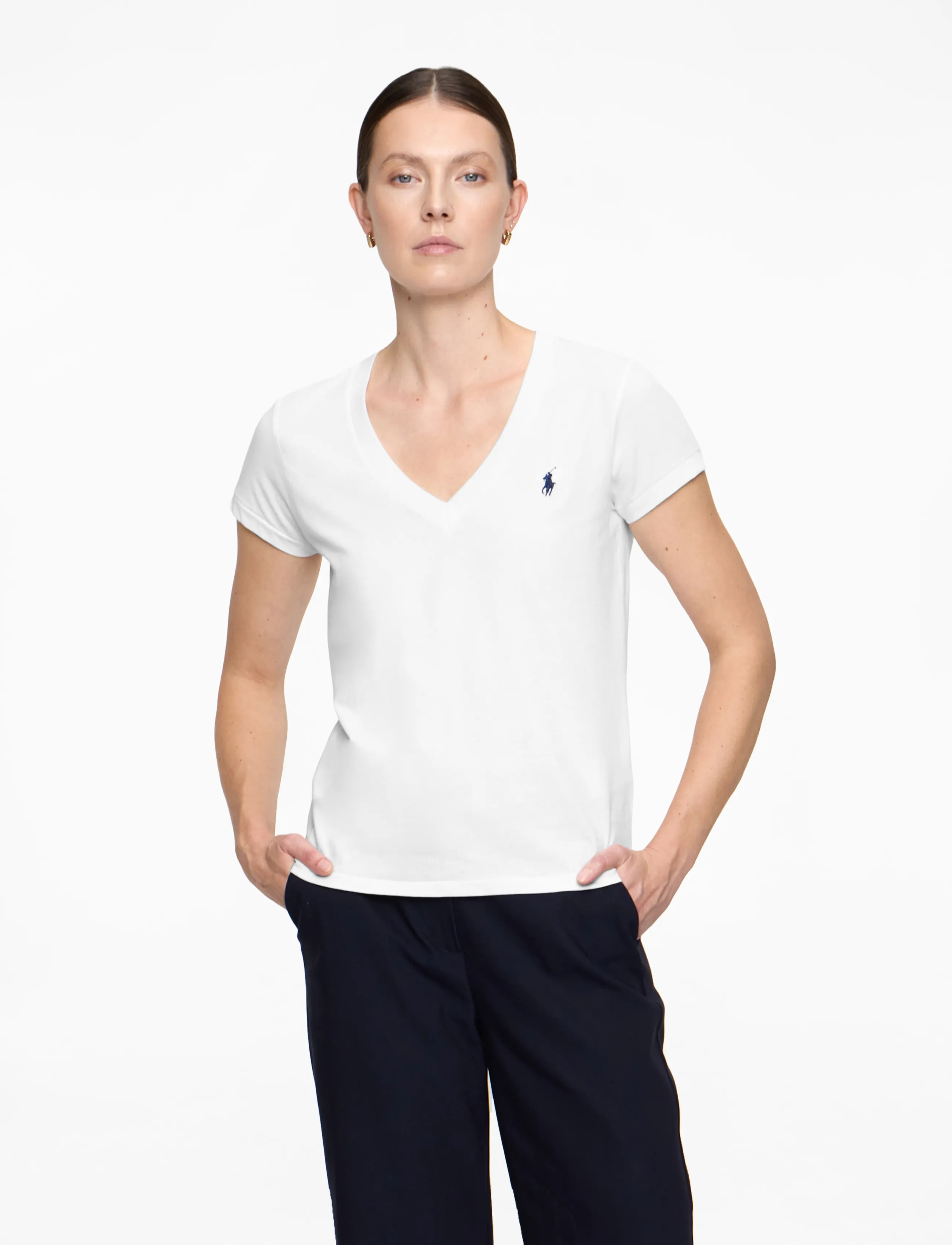 Polo Ralph Lauren Cotton Jersey V-Neck Tee - Ralph Lauren - WHITE / white