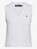 Cable-Knit Cotton V-Neck Sweater Vest - WHITE