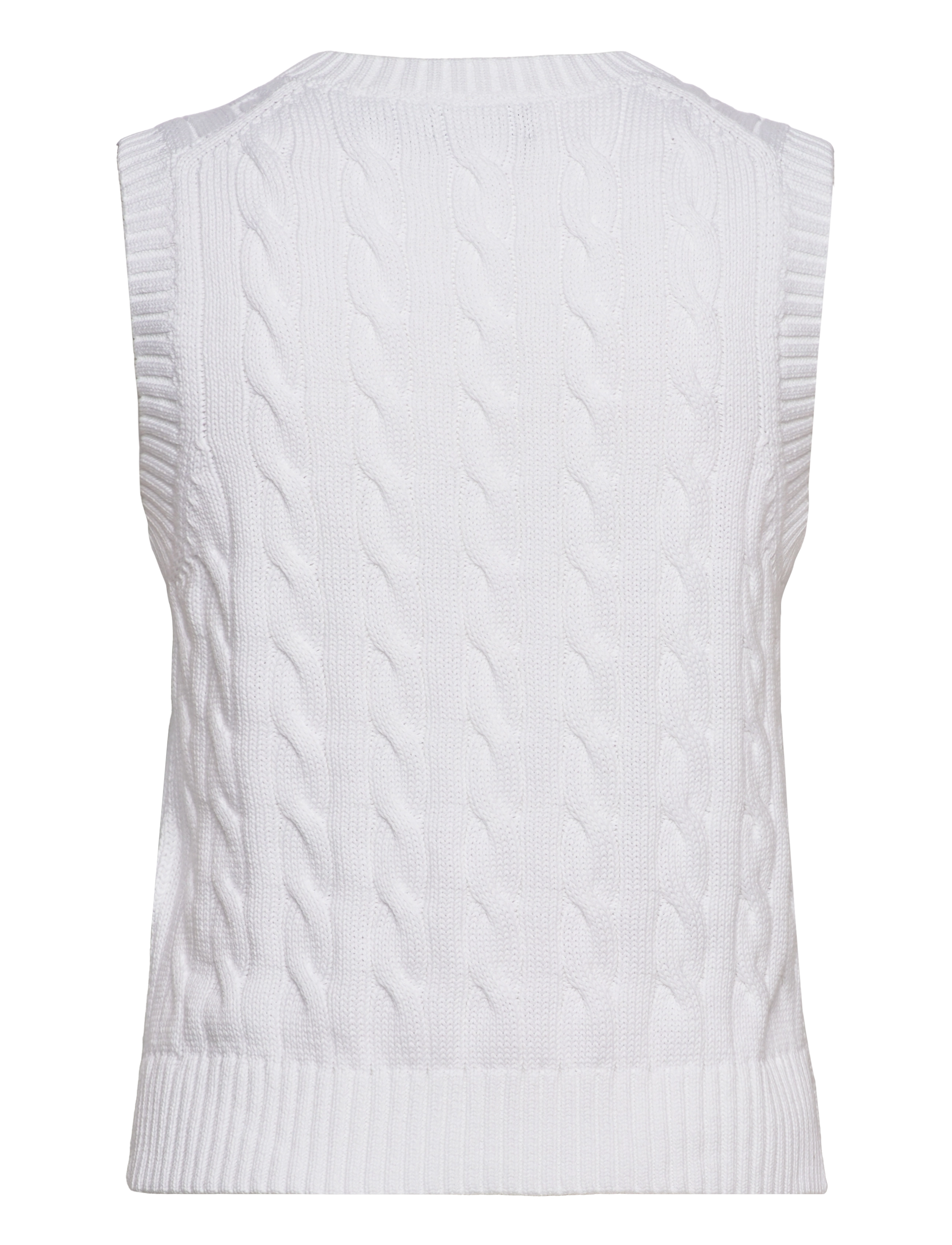 Polo Ralph Lauren - Cable-Knit Cotton V-Neck Sweater Vest - white - 1