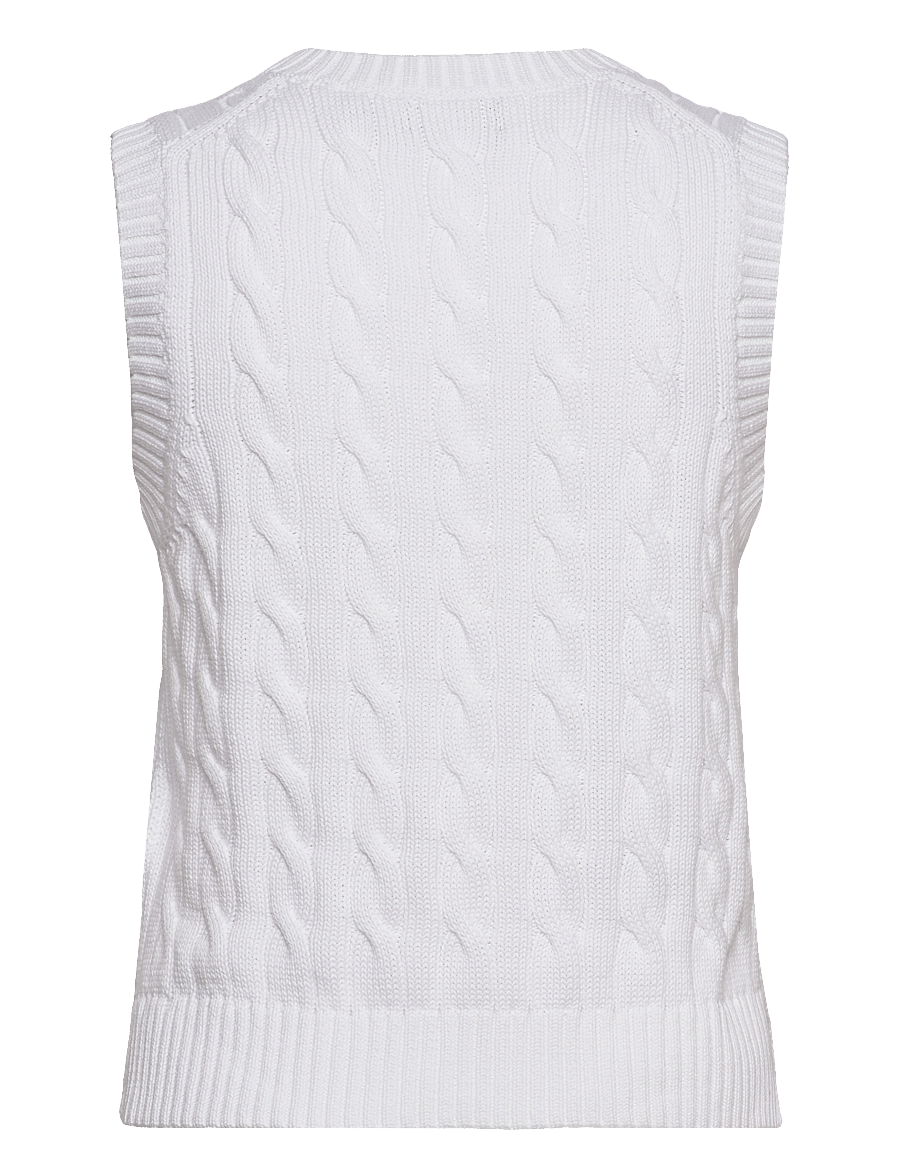 Polo Ralph Lauren - Cable-Knit Cotton V-Neck Sweater Vest - white - 1