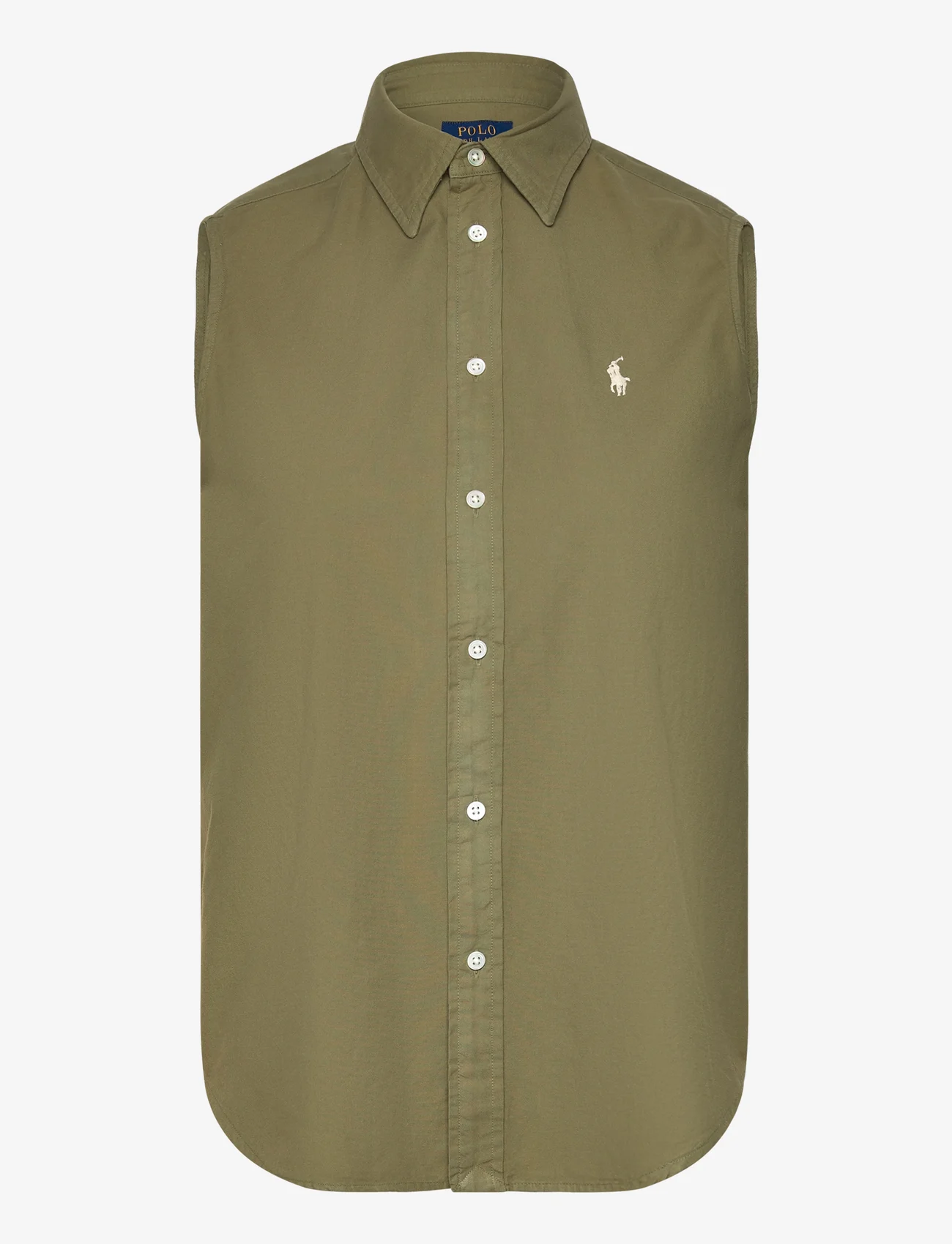 Polo Ralph Lauren - Cotton Oxford Sleeveless Shirt - kortermede skjorter - tree green - 0