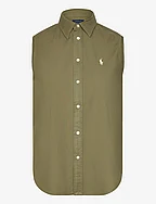 Cotton Oxford Sleeveless Shirt - TREE GREEN