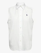 Cotton Oxford Sleeveless Shirt - WHITE