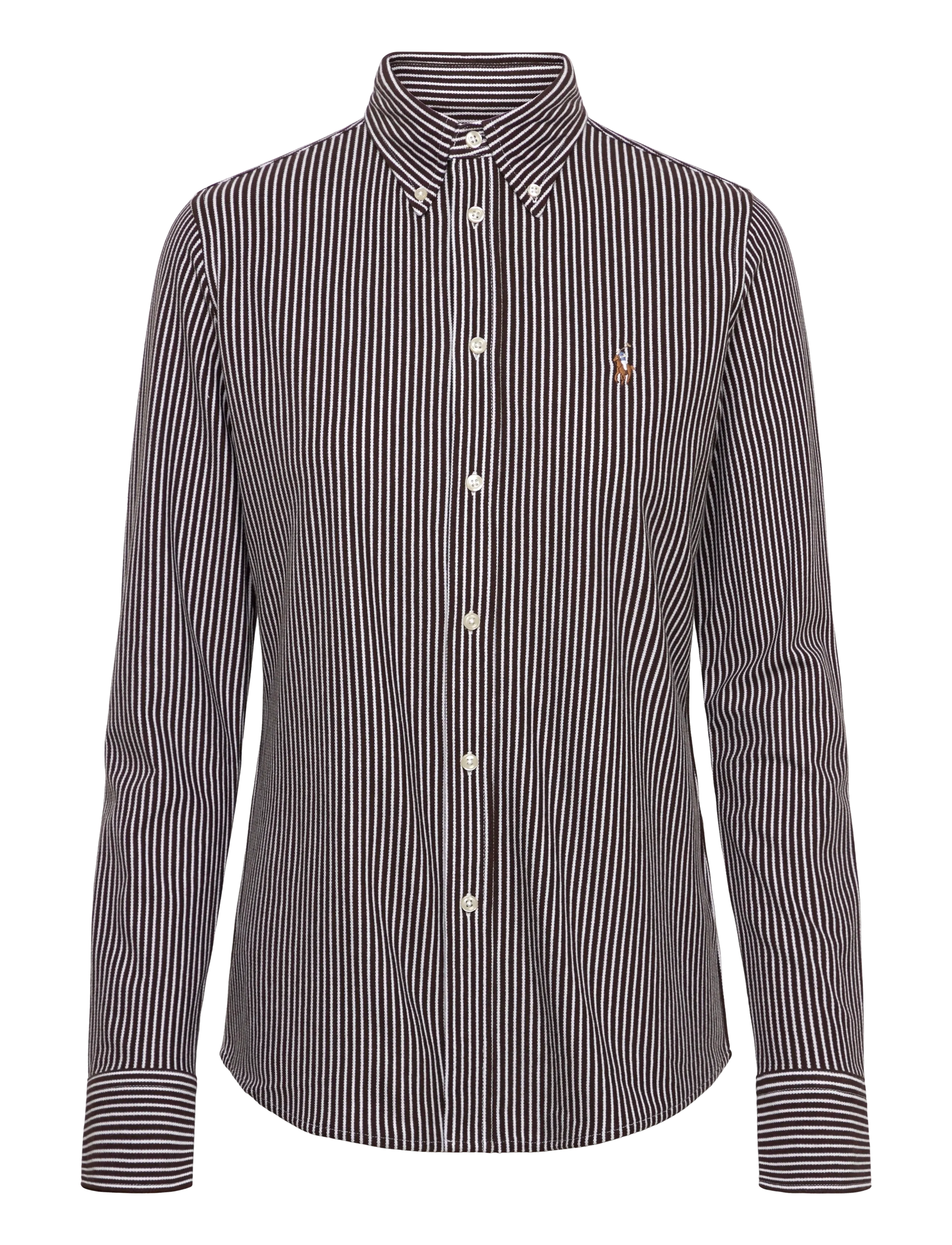 Striped Knit Oxford Cotton Shirt - CIRCUIT BROWN/WHI