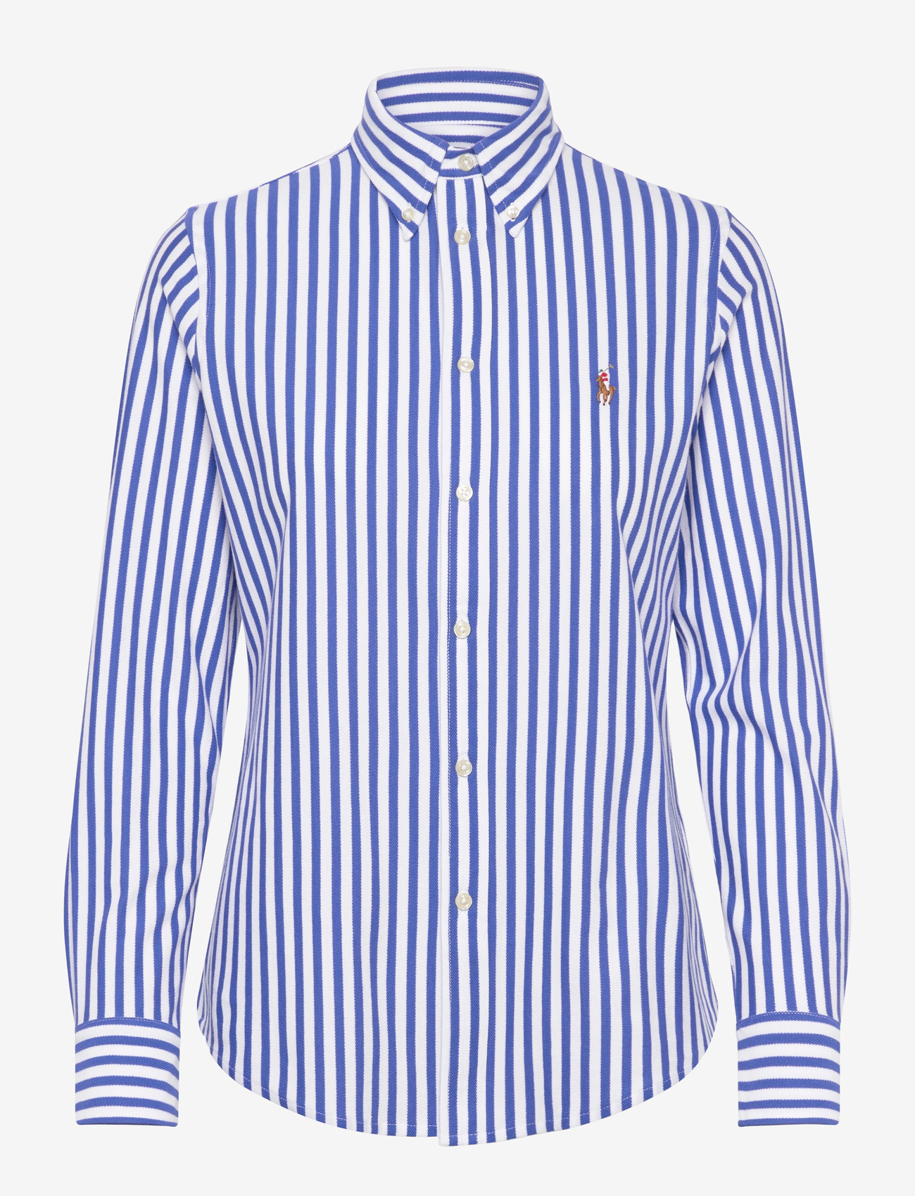 Polo Ralph Lauren - Striped Knit Oxford Cotton Shirt - jeansskjortor - new iris blue/whi - 0