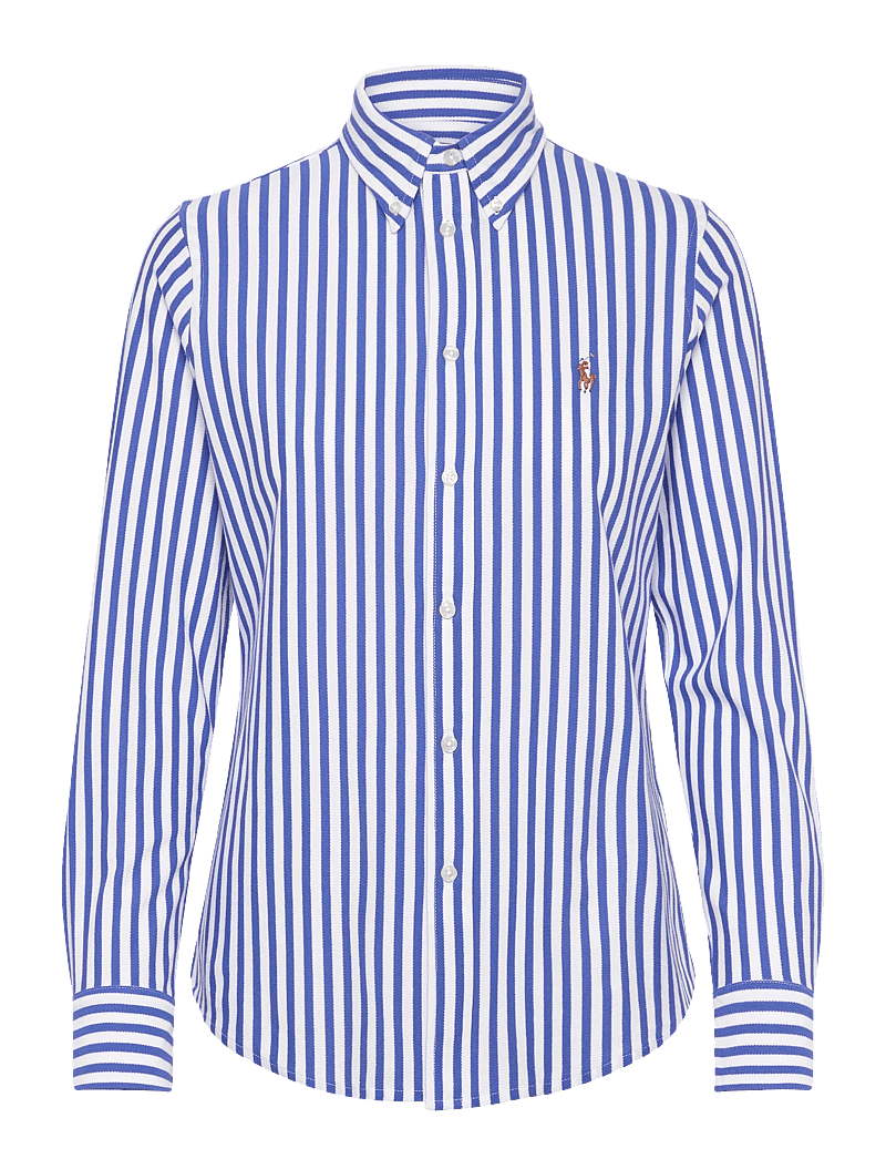 Polo Ralph Lauren - Striped Knit Oxford Cotton Shirt - jeansskjortor - new iris blue/whi - 0