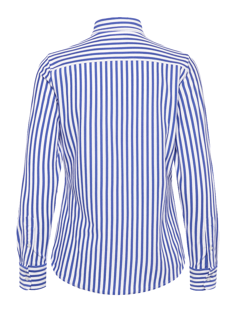 Polo Ralph Lauren - Striped Knit Oxford Cotton Shirt - jeansskjortor - new iris blue/whi - 1