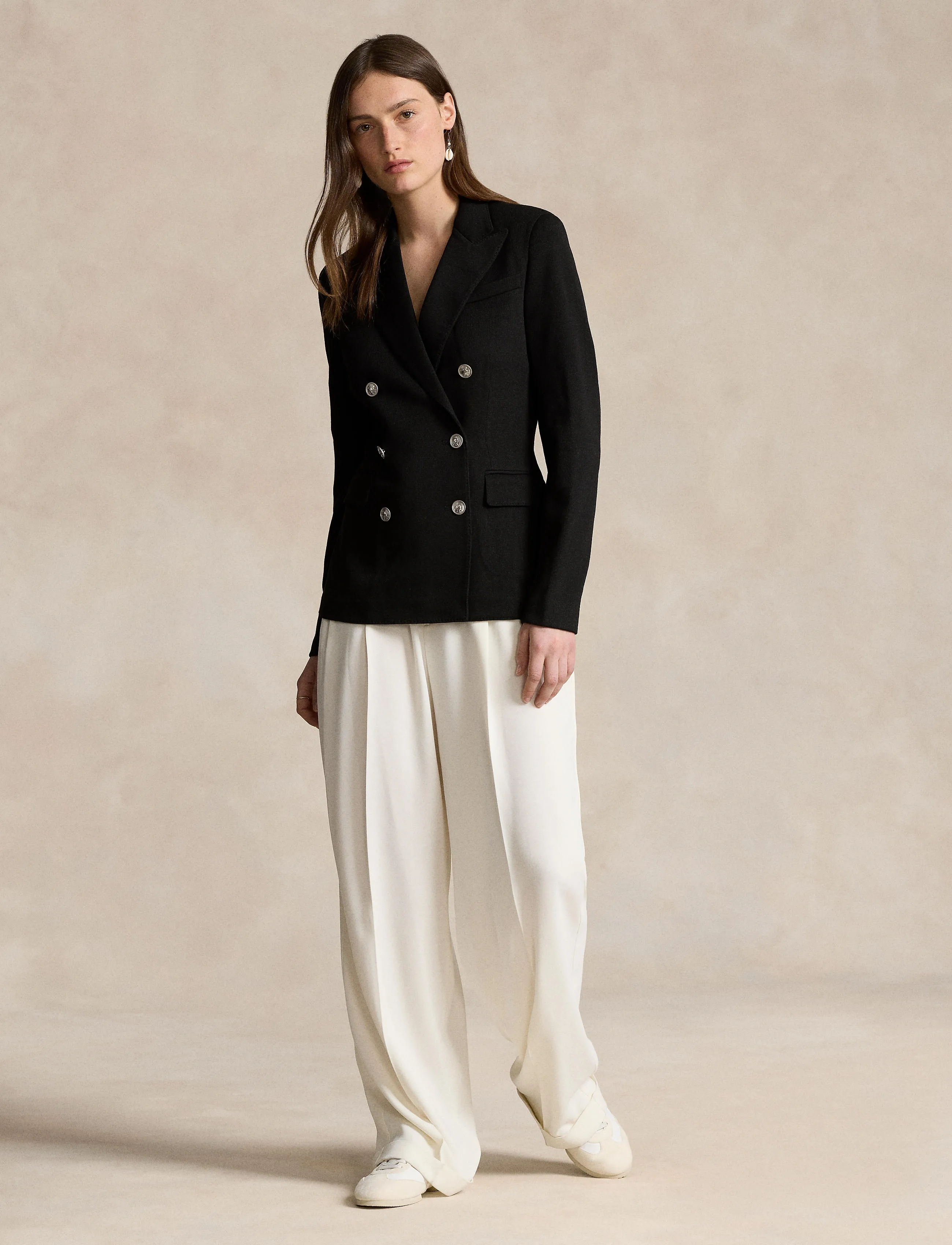 Polo Ralph Lauren Double-Breasted Knit Blazer, 36, Schwarz - Double Breasted Frauen