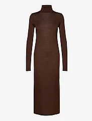 Polo Ralph Lauren - Wool-Blend Jersey Roll Neck Midi Dress - t-särkkleidid - dark brown - 0