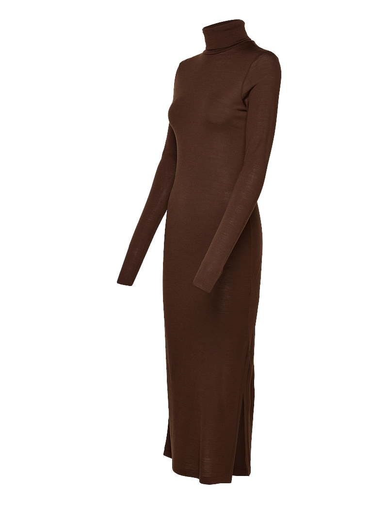 Polo Ralph Lauren - Wool-Blend Jersey Roll Neck Midi Dress - t-shirt-kleider - dark brown - 2