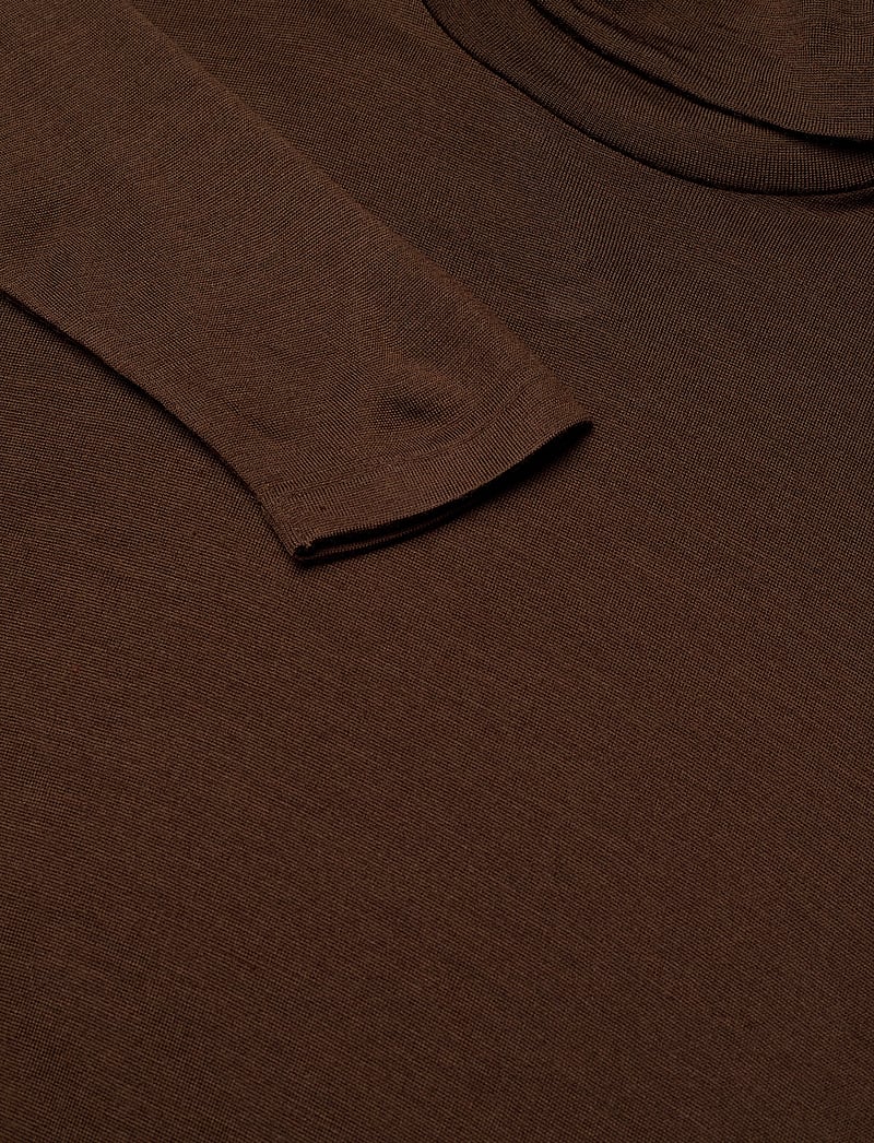 Polo Ralph Lauren - Wool-Blend Jersey Roll Neck Midi Dress - t-shirt-kleider - dark brown - 3
