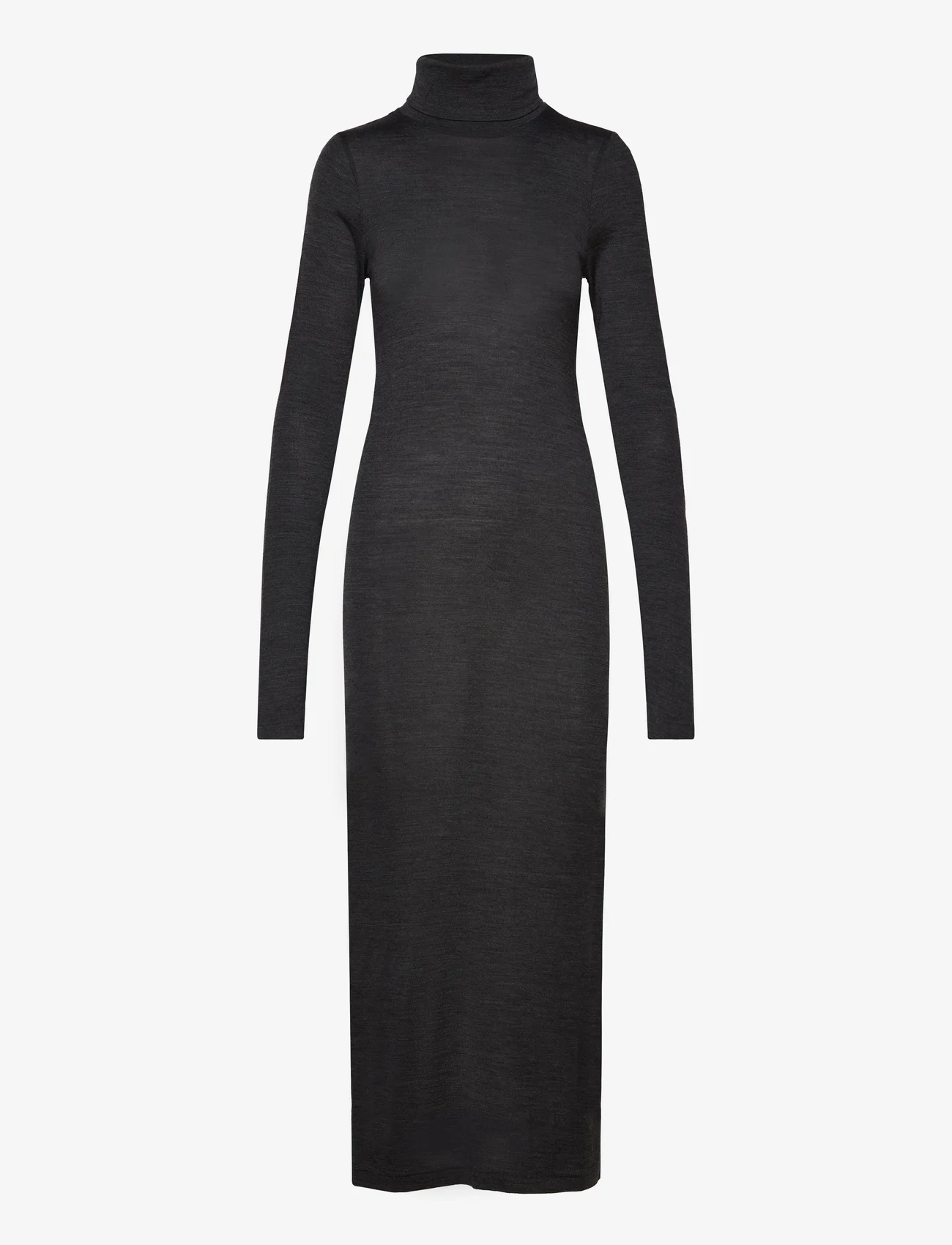 Polo Ralph Lauren - Wool-Blend Jersey Roll Neck Midi Dress - marškinėlių tipo suknelės - onyx heather - 0