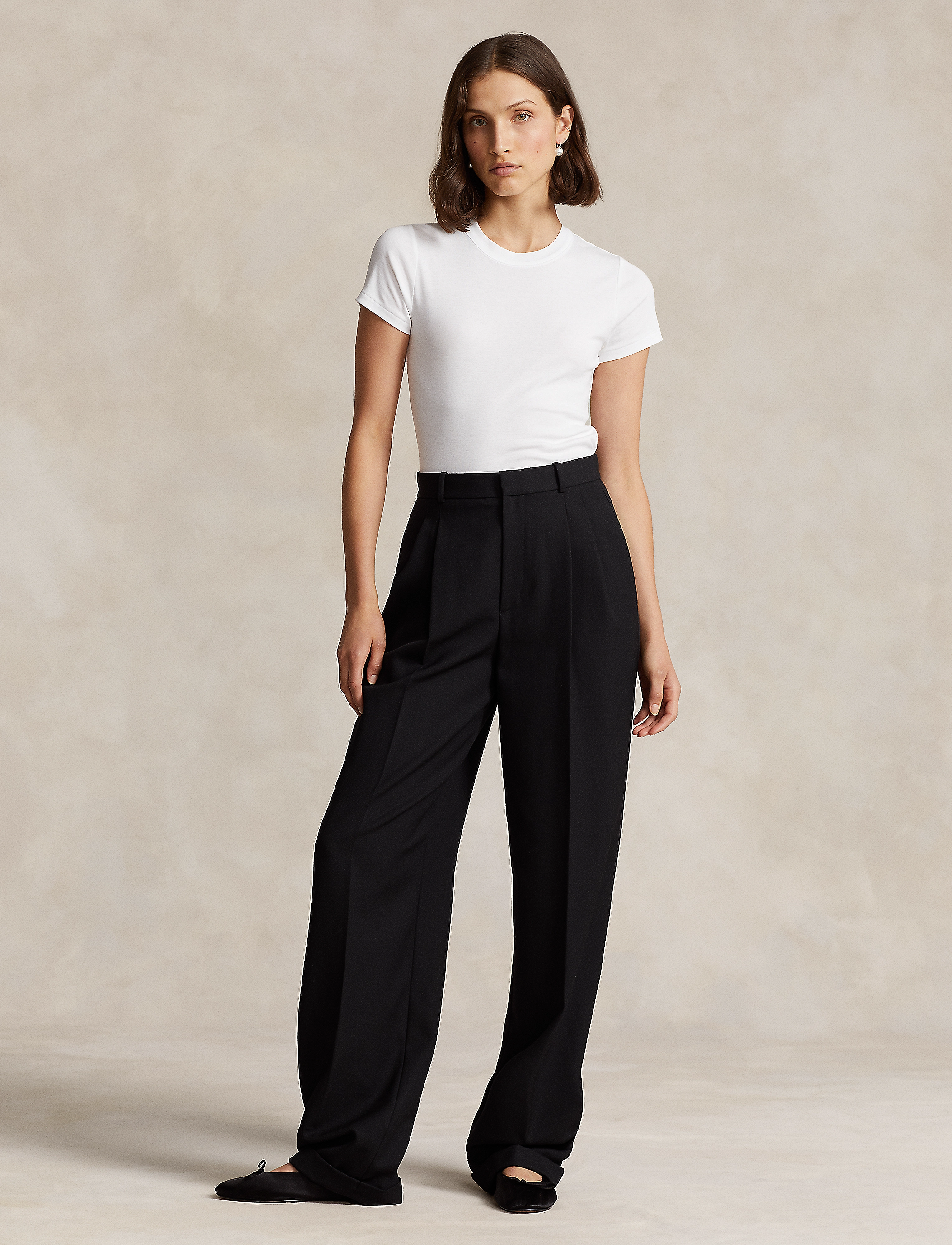 Polo Ralph Lauren Wool Wide-Leg Tuxedo Pant - Bukser - POLO BLACK / black
