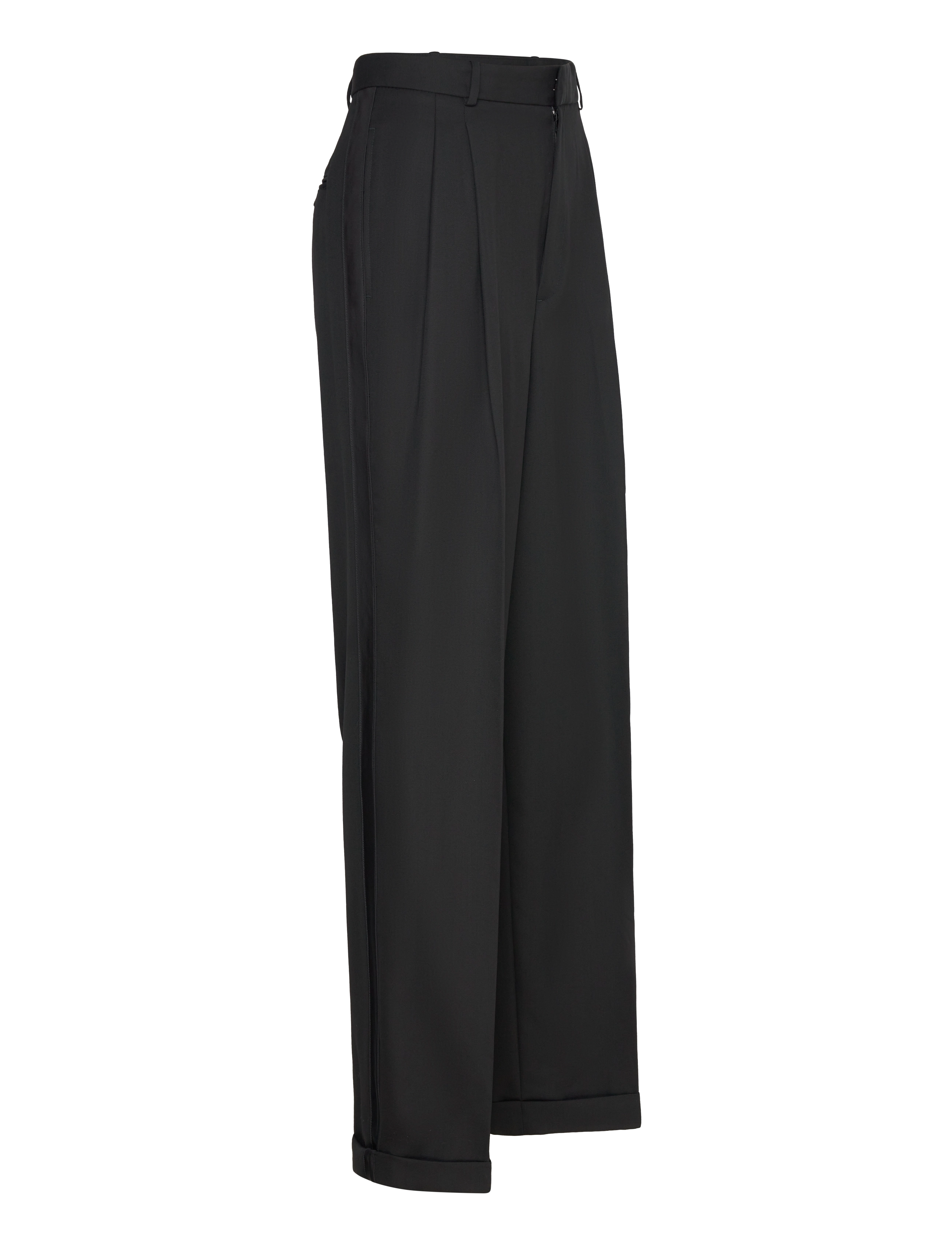 Polo Ralph Lauren - Wool Wide-Leg Tuxedo Pant - habitbukser - polo black - 3