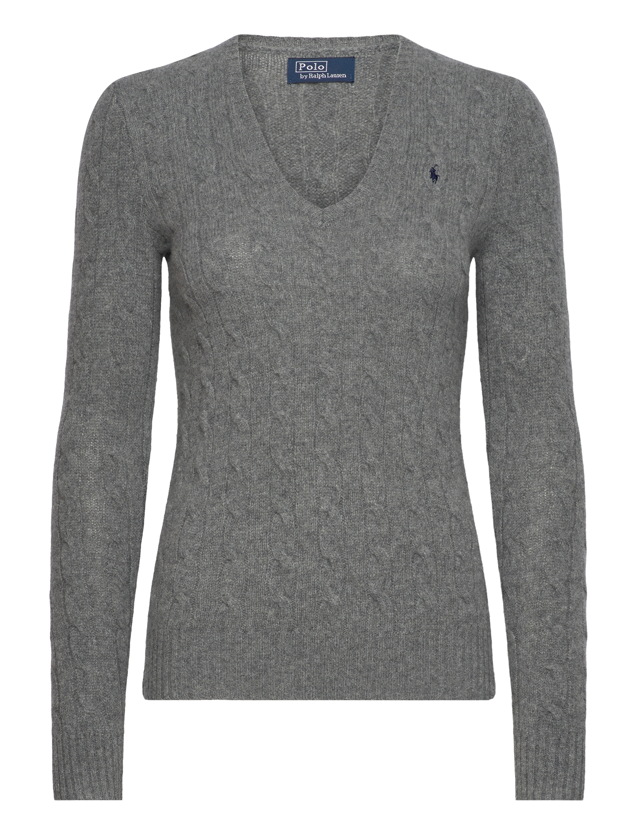 Polo Ralph Lauren - Cable-Knit Wool-Cashmere V-Neck Sweater - battalion grey he - 1