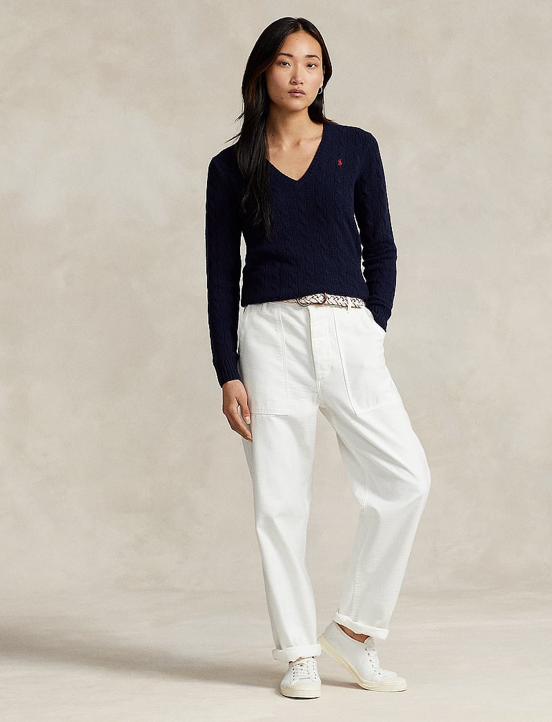 Polo Ralph Lauren Cable-knit Wool-cashmere V-neck Sweater