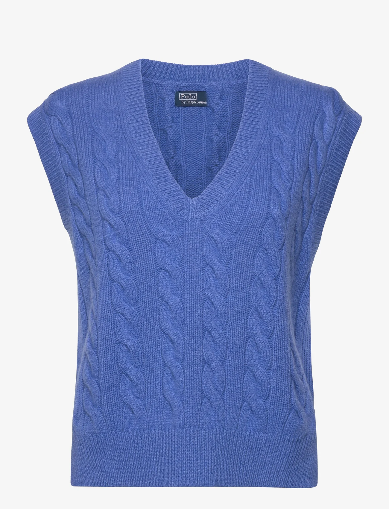 Polo Ralph Lauren - Cable Wool-Cashmere V-Neck Sweater Vest - adītas vestes - new england blue - 0