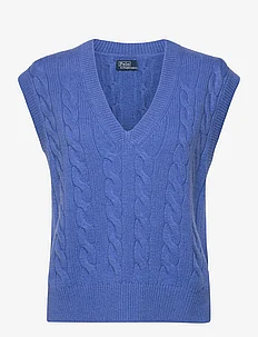 Cable Wool-Cashmere V-Neck Sweater Vest, Polo Ralph Lauren