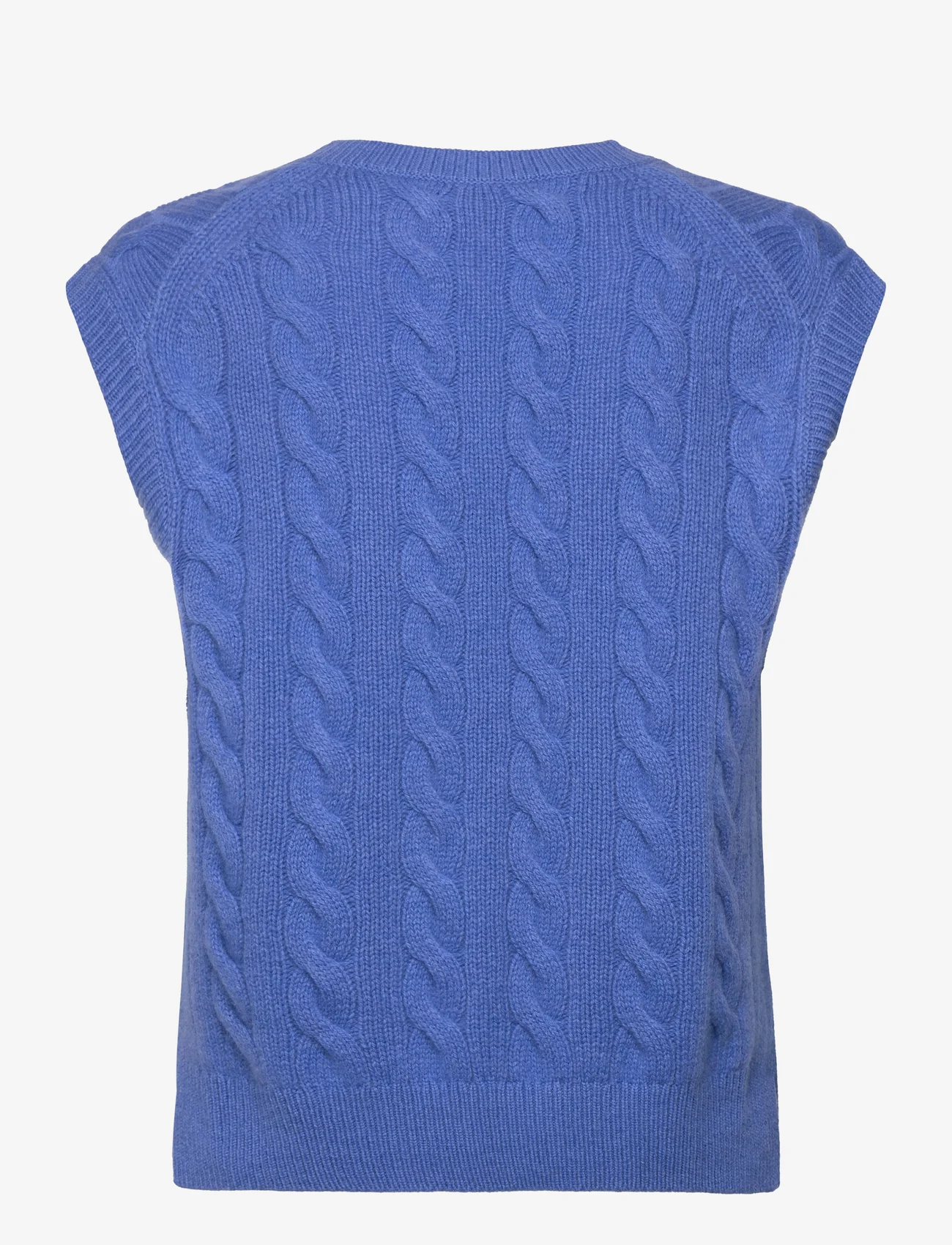 Polo Ralph Lauren - Cable Wool-Cashmere V-Neck Sweater Vest - adītas vestes - new england blue - 1