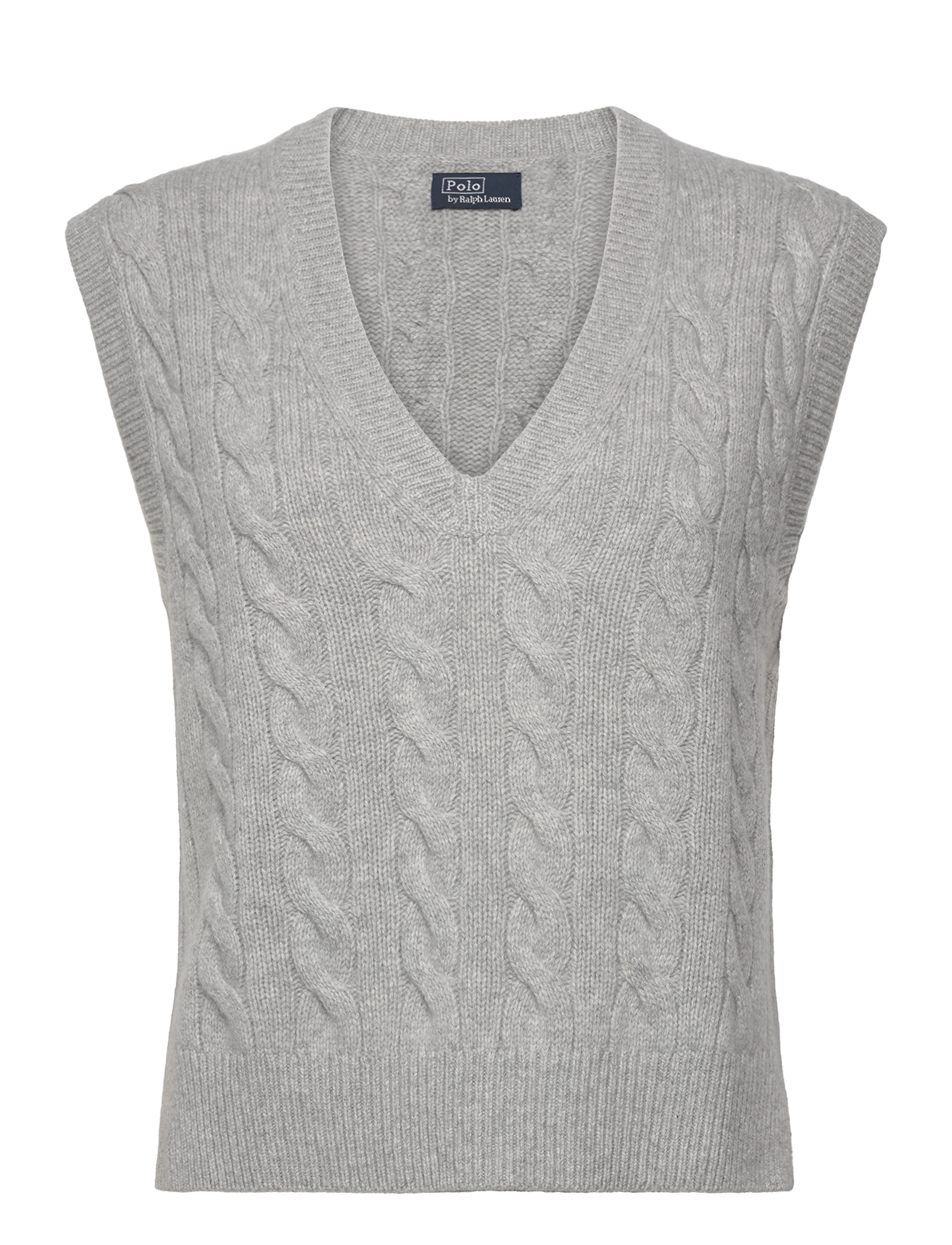 Polo Ralph Lauren - Cable Wool-Cashmere V-Neck Sweater Vest - soft grey melange - 1