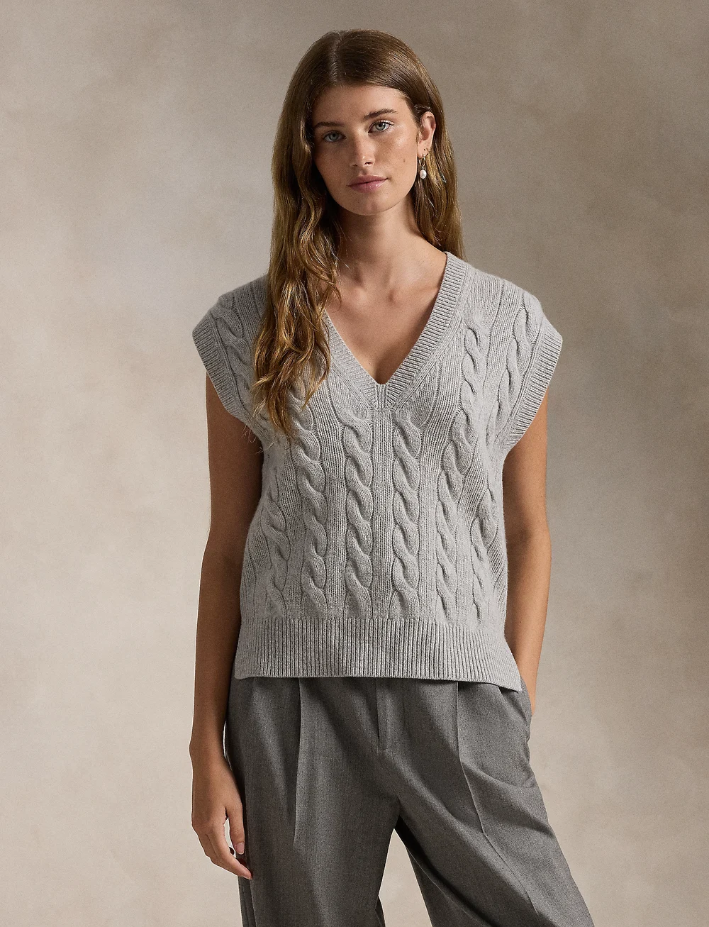 Polo Ralph Lauren Cable Wool cashmere V neck Sweater Vest Knitted vests Boozt