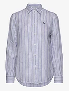 Relaxed Fit Striped Linen Shirt - 1359A BLUE STRIPE
