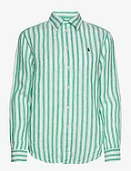 Relaxed Fit Striped Linen Shirt - 1408C MAYAN GREEN