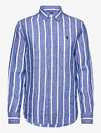 Relaxed Fit Striped Linen Shirt - 1624 BLUE/WHITE