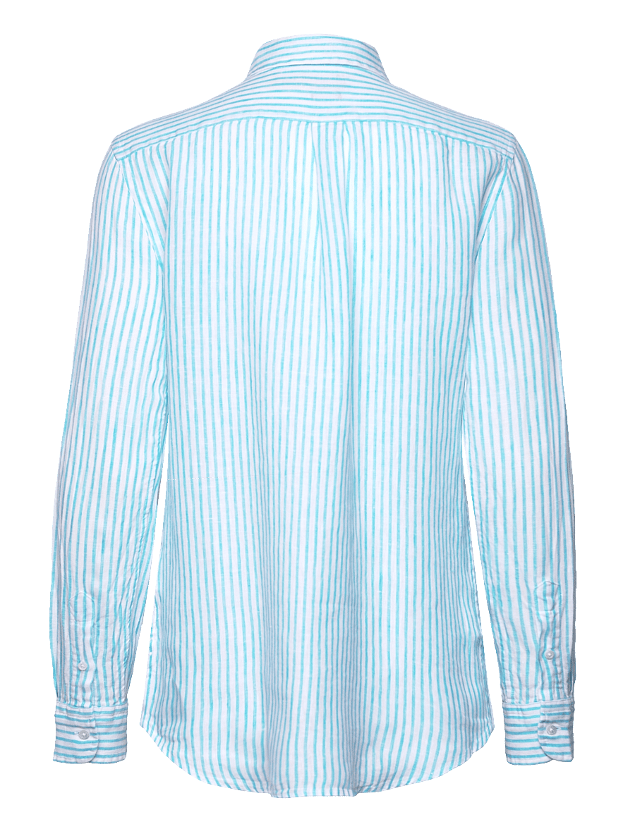 Polo Ralph Lauren - Relaxed Fit Striped Linen Shirt - 1719a turquoise n - 1