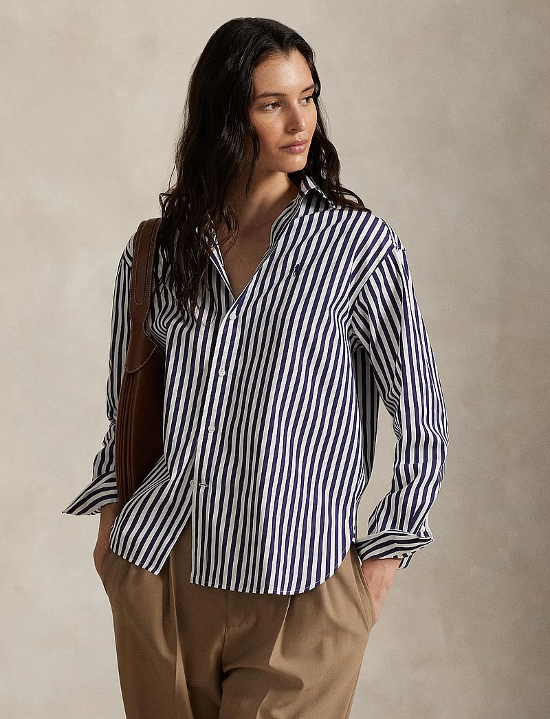 Polo Ralph Lauren - Relaxed Fit Striped Cotton Shirt - teksasärgid - 1323e bright purp - 5