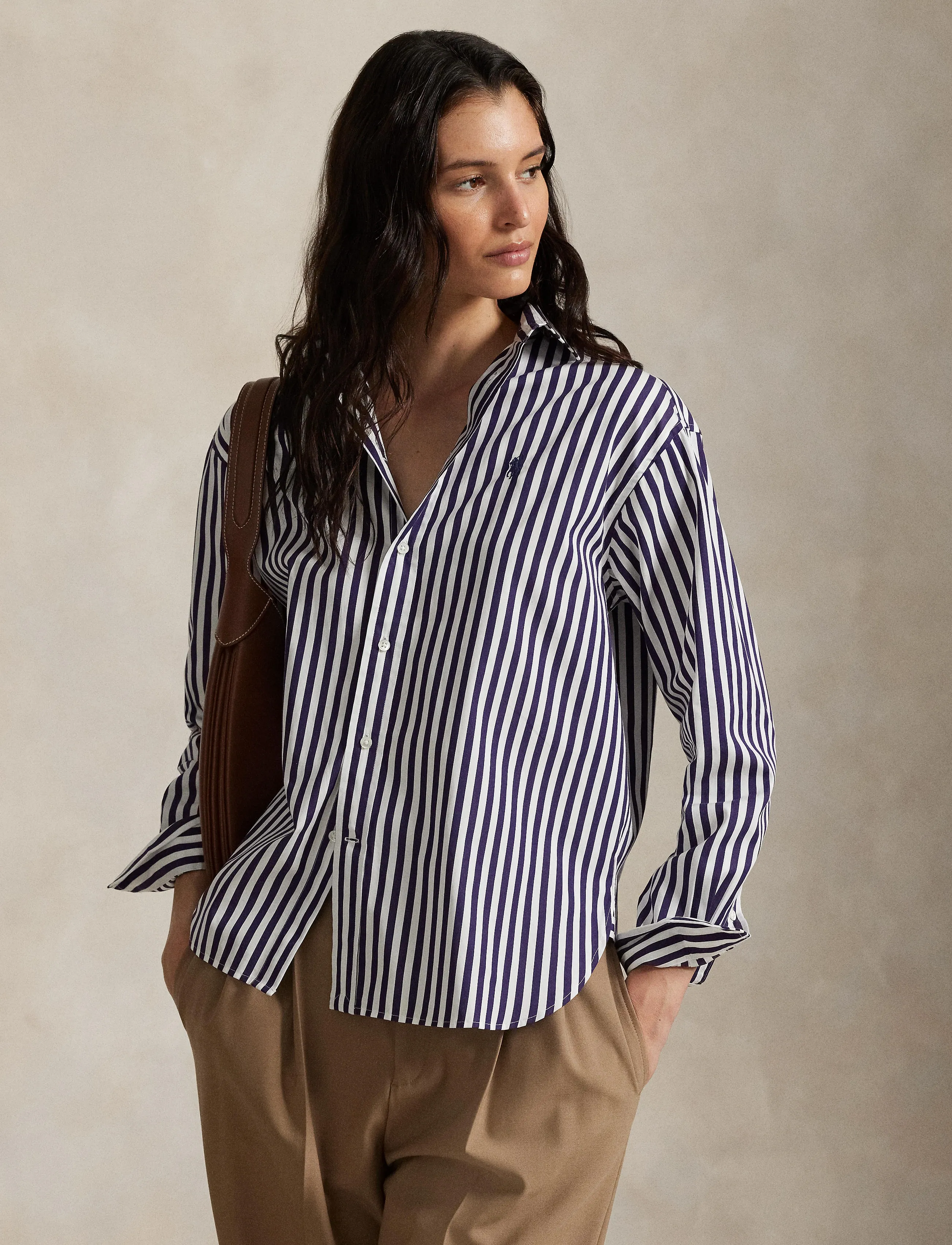 Polo Ralph Lauren - Relaxed Fit Striped Cotton Shirt - denimskjorter - 1323e bright purp - 5