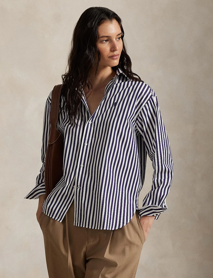 Polo Ralph Lauren - Relaxed Fit Striped Cotton Shirt - denimskjorter - 1323e bright purp - 5