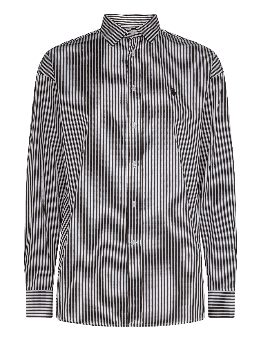 Polo Ralph Lauren - Relaxed Fit Striped Cotton Shirt - jeanshemden - 1936 dark brown w - 1