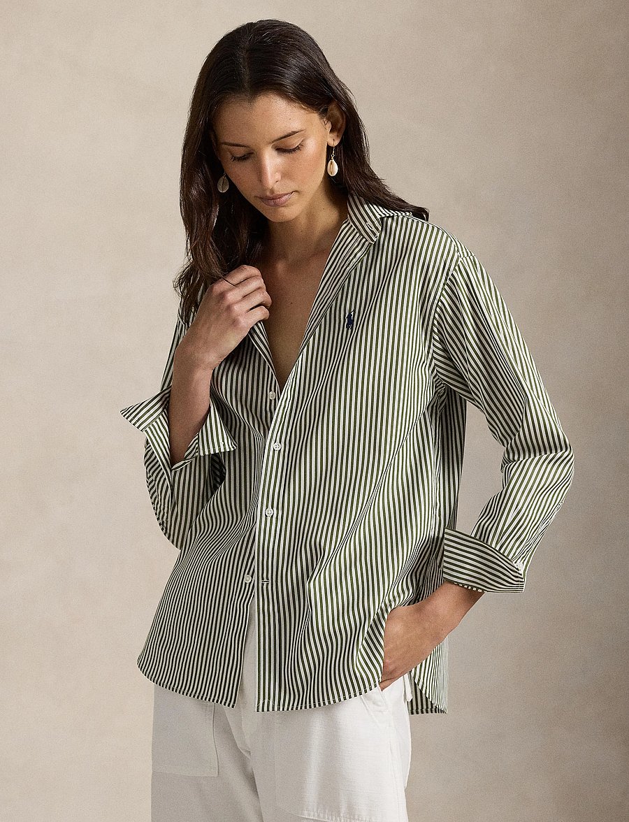 Polo Ralph Lauren - Relaxed Fit Striped Cotton Shirt - chemises en jeans - 1936 supply olive - 0