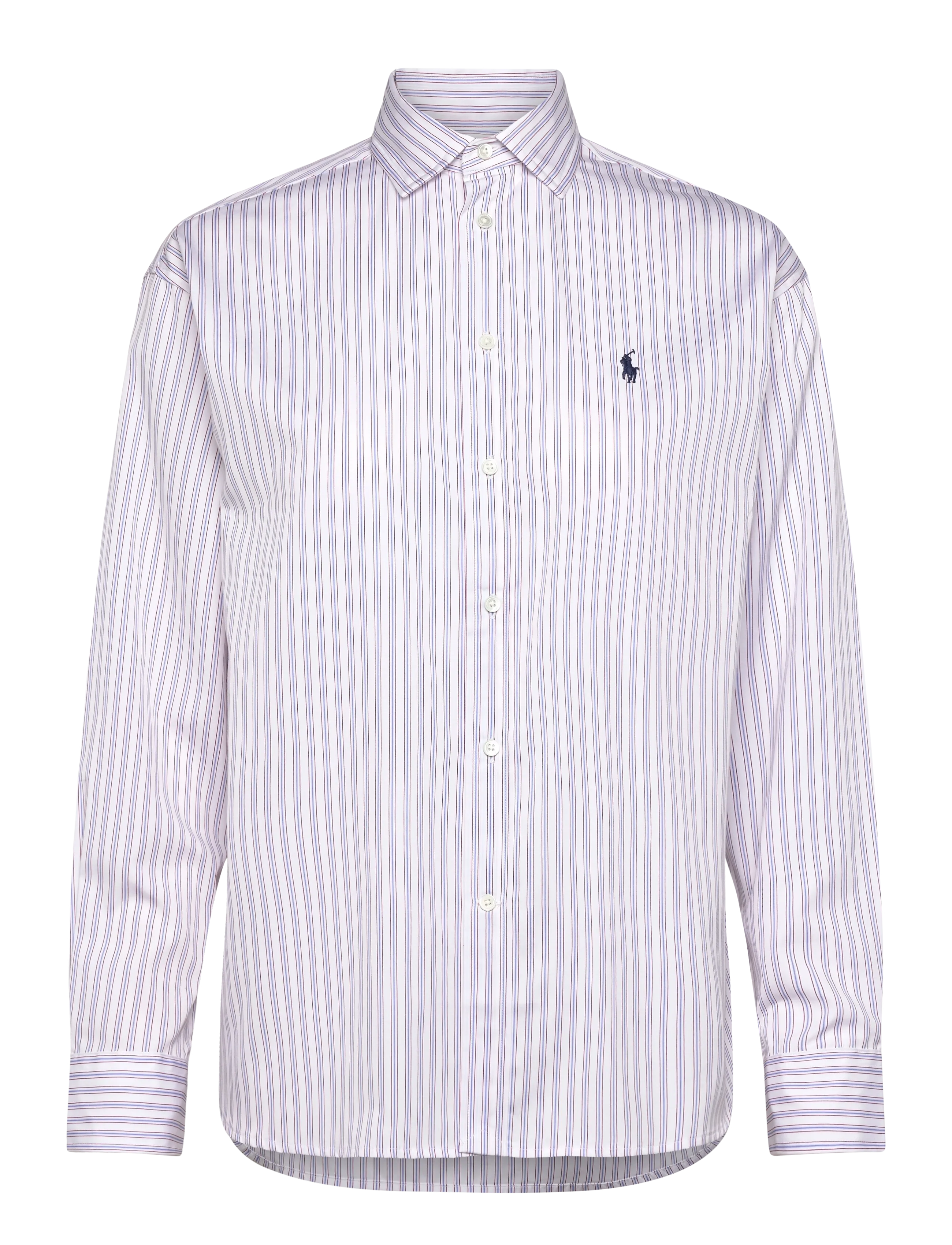 Polo Ralph Lauren Relaxed Fit Striped Cotton Shirt - Transitional Layering - 1968 WHITE RED BL / white