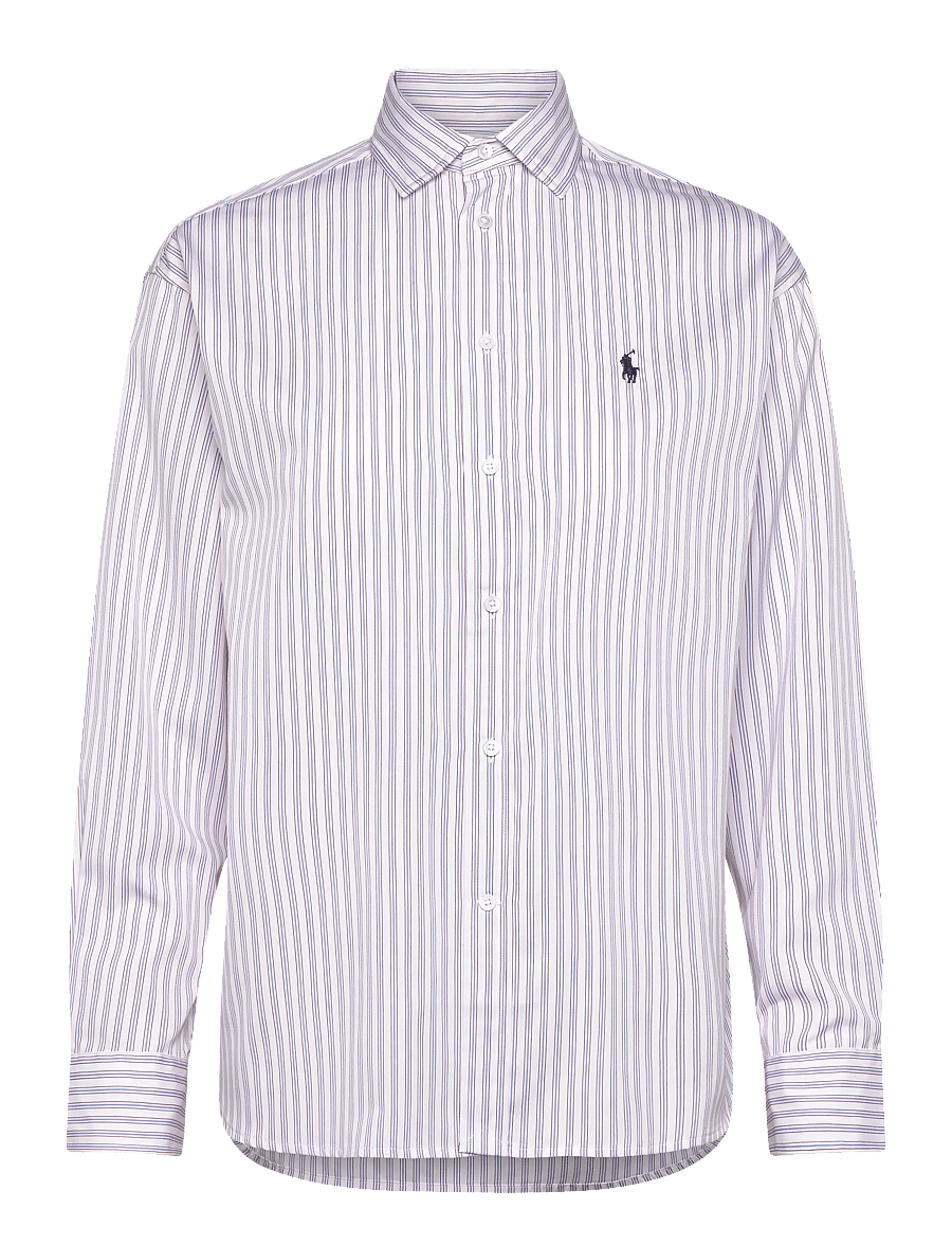 Polo Ralph Lauren - Relaxed Fit Striped Cotton Shirt - džinsa krekli - 1968 white red bl - 1