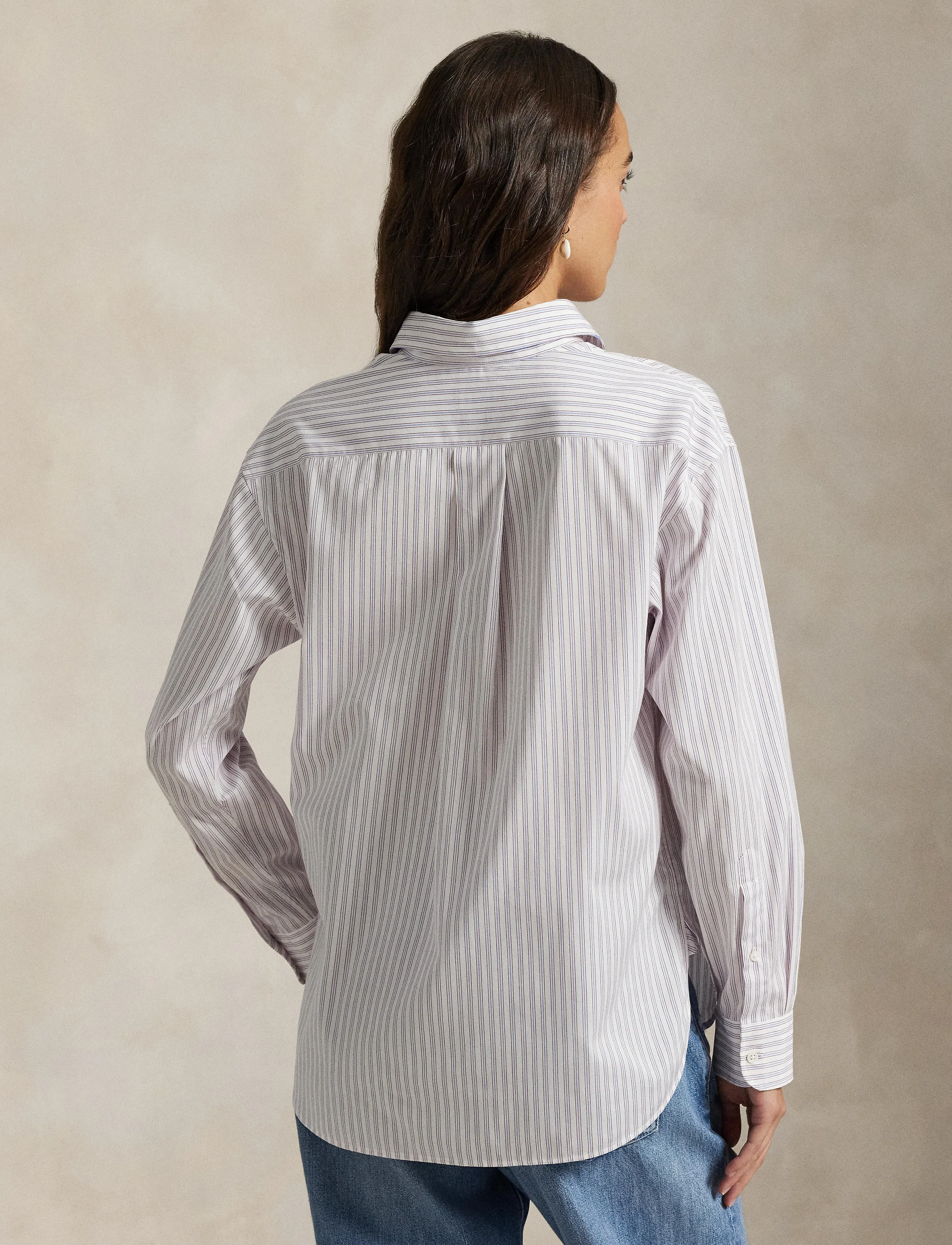Polo Ralph Lauren - Relaxed Fit Striped Cotton Shirt - džinsa krekli - 1968 white red bl - 3